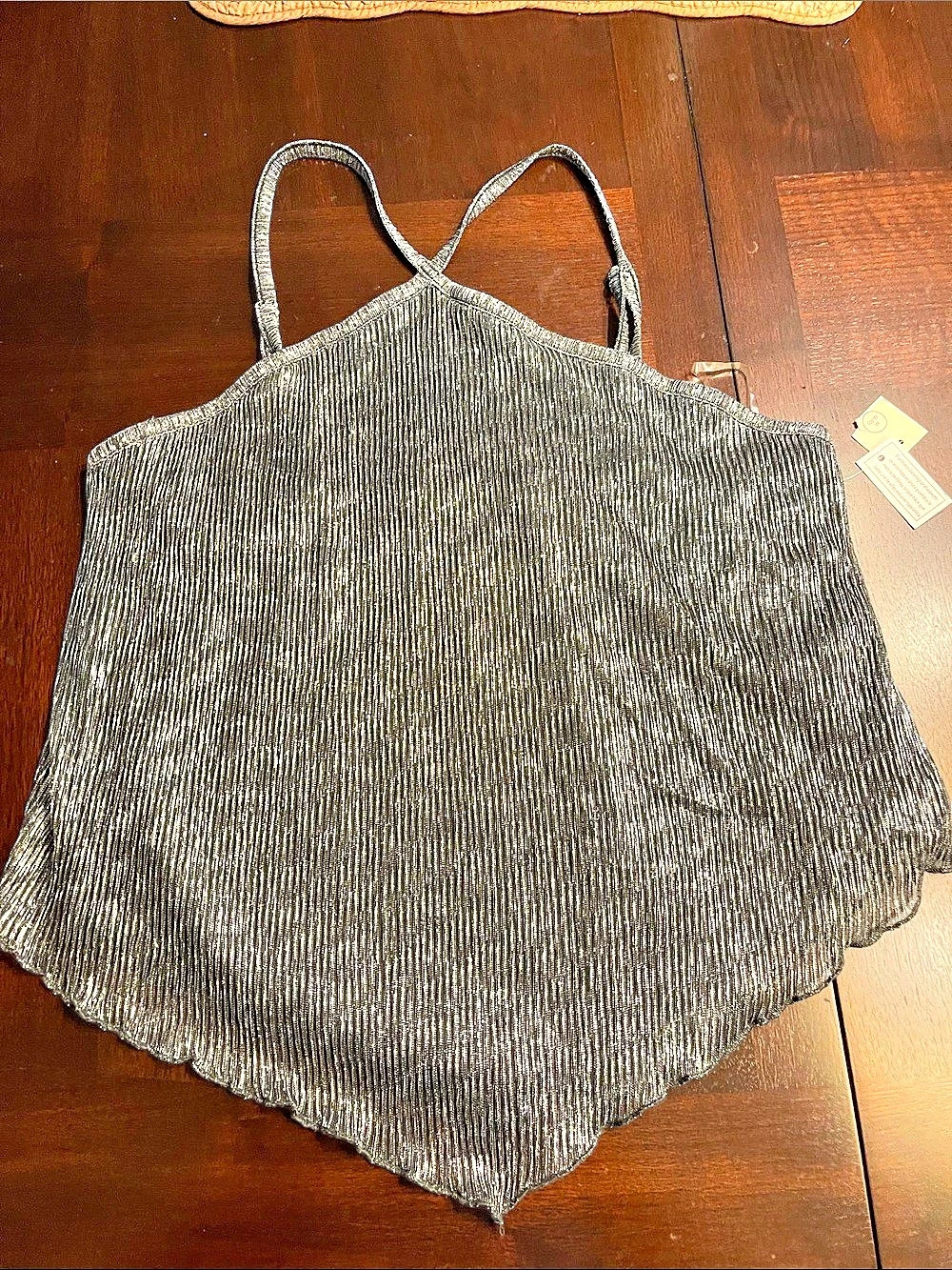 No Boundaries Metallic Strappy Camisole in Black & Silver Size Medium NWT